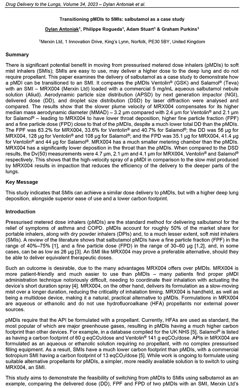 Transitioning pMDIs to SMIs DDL Abstract Merxin Ltd